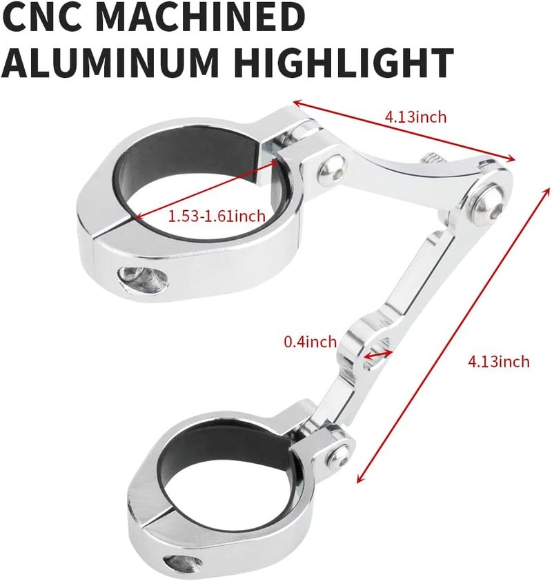 KICRY Universal Motorcycle Headlight Mounting Bracket Black 39-41mm Fork Tubes CNC Aluminum Head Lamp Holder with Turn Signal Mount Clamps Compatible with Harley Chopper Cafe Racer(Chrome, 39-41mm) - Image 5